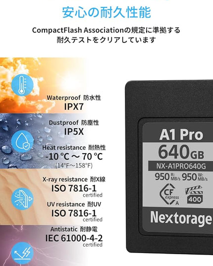 Nextorage Japan CFexpress Type A Card NX-A1PRO 80GB VPG 400 Ultra Fast Read 950MB/s Write 950MB/s