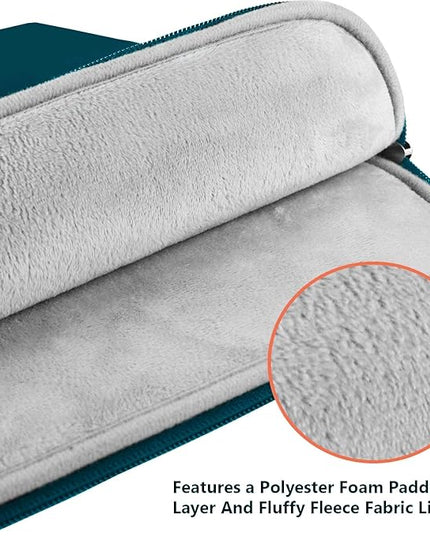 Laptop Sleeve Case 17 Inch, Shockproof Protective Notebook Case with Accessory Pocket, Briefcase Carrying Bag Compatible with 17-17.3 Inch Laptop, Computer, Notebook, Cyan Color