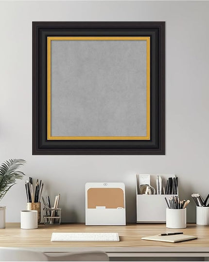 Amanti Art Black Framed Magnetic Board 22x22 Small Vision Board for use with Magnets, 100% Metal Sheet to Display Items as Office Decor or for Home Organization in mudroom, Kitchen or Kids Room