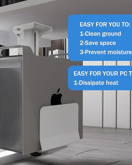 Heavy Duty Computer Wall Mount PC Case - Upgraded, Also Great for PC Mount Under Desk - Height Adjustable from 11" to 21", Width Adjustable from 5.5" to 9.8", Computer Tower Under Desk Home Office