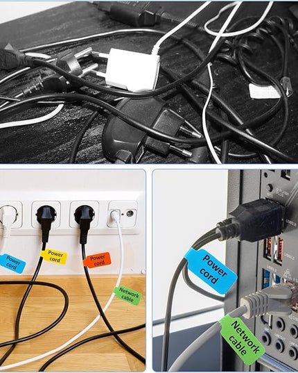 50 Pcs Cord Labels for Electronics 20 Reusable Large Wire Tag 30 Write On White Cords Label Multicolor Cord Labels for Electronics for Identifying Electrical Charging Cords Management (5 Colors)