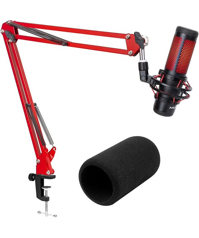 SUNMON HyperX QuadCast Boom Arm - Upgraded Red Boom Arm with Windscreen, Sound Insulation and Noise Reduction, HyperX QuadCast Microphone Arm with 3/8" to 5/8" Adapter