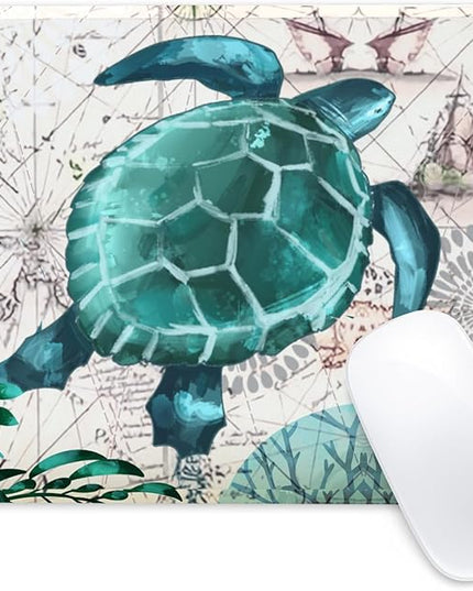 Sea Turtle Square Mouse Pad,Non-Slip Rubber Base Mouse Pad,Home Office Decoration Desktop Accessory,Laptop Mouse Pad for Office Laptops,9.4x7.8x0.12inch 3