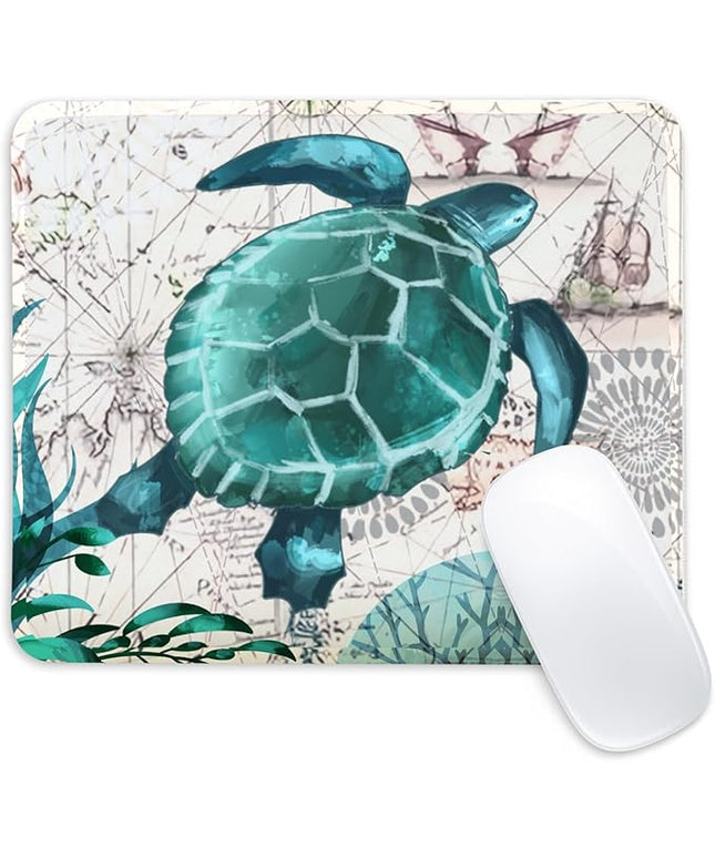Sea Turtle Square Mouse Pad,Non-Slip Rubber Base Mouse Pad,Home Office Decoration Desktop Accessory,Laptop Mouse Pad for Office Laptops,9.4x7.8x0.12inch 3