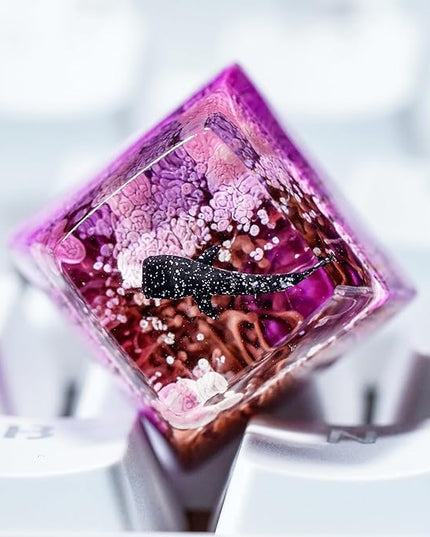 Whale Shark Artisan Keycap Purple and Maroon Ocean R1 SA Profile Custom Sea Creatures Keycaps 1U ESC Handmade Gaming Resin Key Cap Cherry MX Switch Compatible Mechanical Keyboard Sea Lover Gift