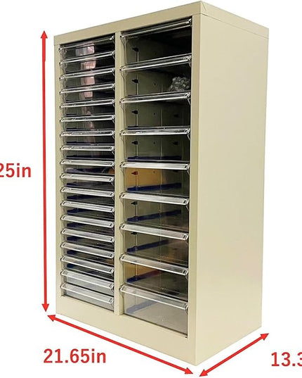 File Cabinet 27 Transparent Drawers Vertical Home Office Storage Cabinet Paper Organizer Document Filing for Small Parts
