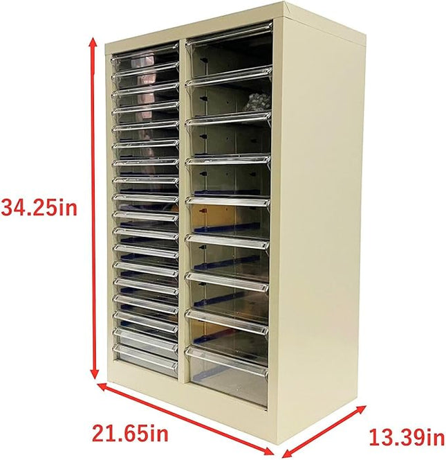 File Cabinet 27 Transparent Drawers Vertical Home Office Storage Cabinet Paper Organizer Document Filing for Small Parts