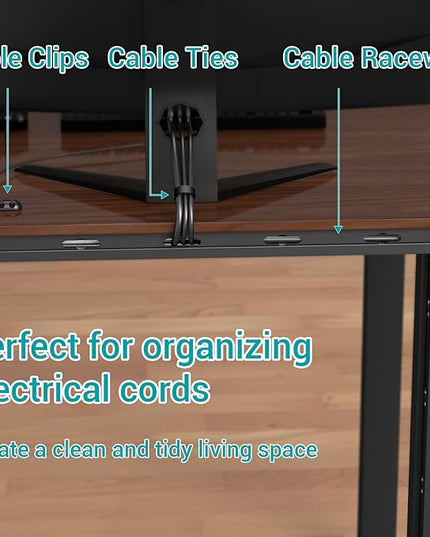 Cable Raceway - Magnetic Cable Management Under Desk with Upgraded Aesthetic Large Hole, Cord Organizer Kit for Hiding Computer, Gaming Desk, Network, Power Cord, TV - 8PCS 8x15.7in Black