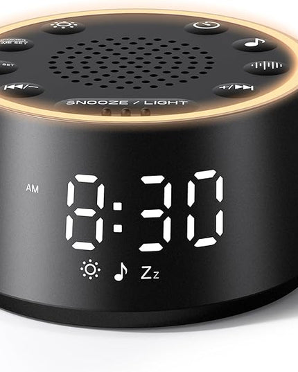 Dreamegg Sound Machine for Sleep - D1 Nova White Noise Sound Machine for Baby Adult with Alarm Clock, Soothing Sounds, Dimmable, White Noise Alarm Clocks for Bedrooms Heavy Sleepers Travel, Black