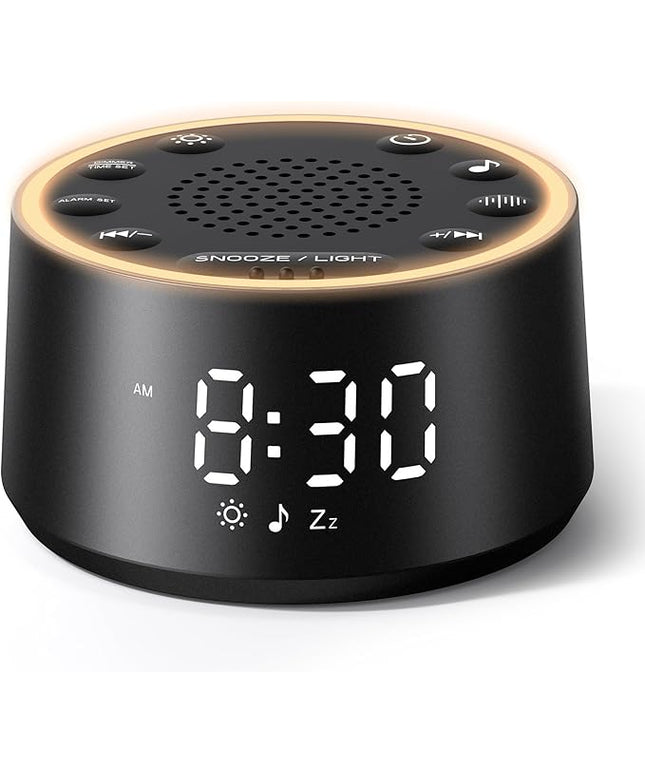 Dreamegg Sound Machine for Sleep - D1 Nova White Noise Sound Machine for Baby Adult with Alarm Clock, Soothing Sounds, Dimmable, White Noise Alarm Clocks for Bedrooms Heavy Sleepers Travel, Black