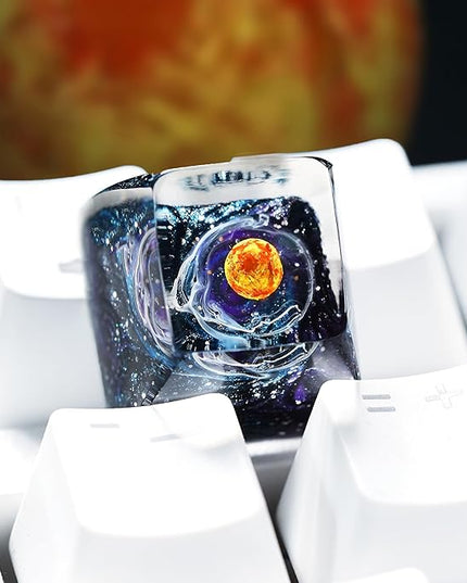 Sun Solar System Planet Celestial Artisan Keycap R1 SA Profile Custom Galaxy Universe Keycaps 1U ESC Handmade Gaming Resin Key Cap Cherry MX Switch Compatible Mechanical Keyboard Space Lover Gift