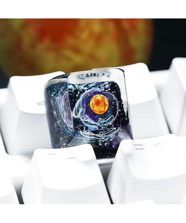 Sun Solar System Planet Celestial Artisan Keycap R1 SA Profile Custom Galaxy Universe Keycaps 1U ESC Handmade Gaming Resin Key Cap Cherry MX Switch Compatible Mechanical Keyboard Space Lover Gift
