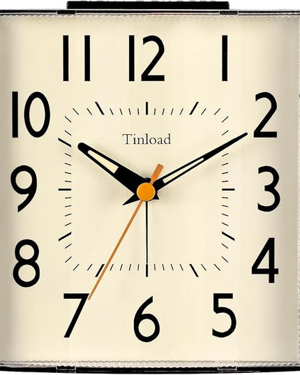 Tinload 4.7" Large Vintage Retro Analog Alarm Clock, Super Silent Non Ticking Clock with Manual Light, Snooze, Battery Operated, Simply Design, for Living Room, Bedroom, Bedside, Desk, Gift Clock