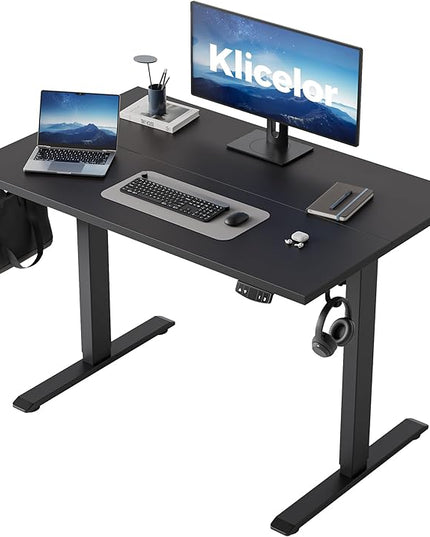Klicelor 40 Inch Electric Standing Desk, Height Adjustable Office Desk, Sit Stand Up Computer Desk with Memory Preset, Two-Piece Desktop, Black