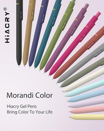 Hiacry 16 Pcs Gel Ink Pens, 0.7mm Fine Point for Smooth Writing Journaling Pens, Black Quick-Dry Long Lasting Fidge Pens, Cute School Office Supplies Gifts for Women (16Pcs Morandi＋Vintage-Black Ink)