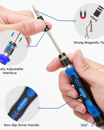SHARDEN Precision Screwdriver Set, 122 in 1 Electronics Magnetic Repair Tool Kit with Case for Repair Computer, PC, Cellphone, Game Console, Watch, Eyeglasses etc (Blue)…