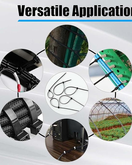 Reallnaive 500 Pcs 12 Inch Zip Ties Heavy Duty 120 Lbs Tensile Strength Black Nylon Wire Cable Ties Bulk for Indoor Outdoor
