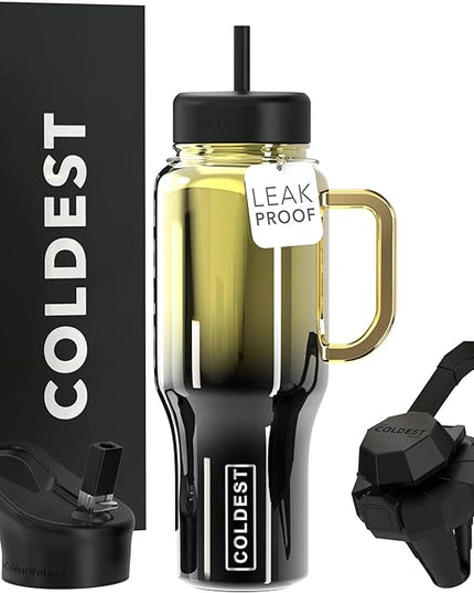 Coldest Tumbler with Handle and Straw - 100% Spill Proof Tumbler with Straw (3 Lids) - Stainless Steel Insulated Leakproof Tumblers for Women & Men - Cup Holder Friendly - 36 oz (Imbued Nova)