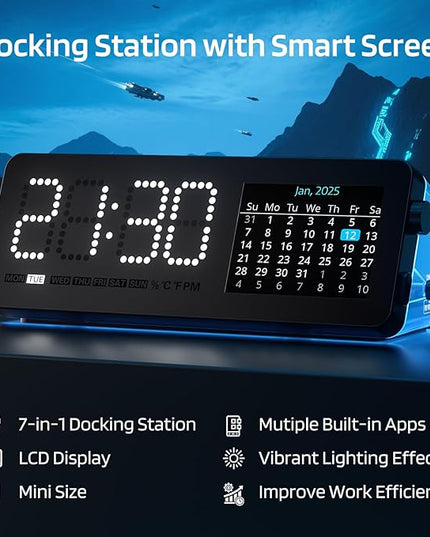 LTC Laptop Docking Station, 7-in-1 USB C Hub with Screen, Multiple Built-in Apps, Multiport Adapter with HDMI 4K@60Hz, 90W Power Delivery, USBC & USBA Data Ports, Dongle for MacBook, Dell, and More