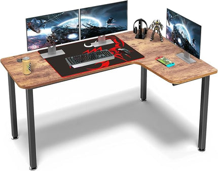 EUREKA ERGONOMIC 60 Inch Black Corner L Shaped Computer Desk, Home Office Gaming Study Work Writing Table Long Large Sturdy Workstation Simple Modern with Metal Legs, Right Side