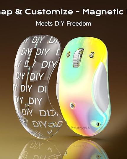 memzuoix 2.4G LED Wireless Mouse, Rechargeable Ergonomic Mouse with Detachable Cover, 1400 DPI Portable Optical Computer Mouse with USB Receiver for Laptop, PC, Desktop and MacBook, 5 Buttons