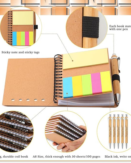 Jetec Inspirational Notebooks Bulk Spiral Notebook with Sticky Notepad Motivational Pens Valentines Day Gifts for for Employee Coworker Nurse Staff Teacher Nurse Volunteer(50 Sets,Team)