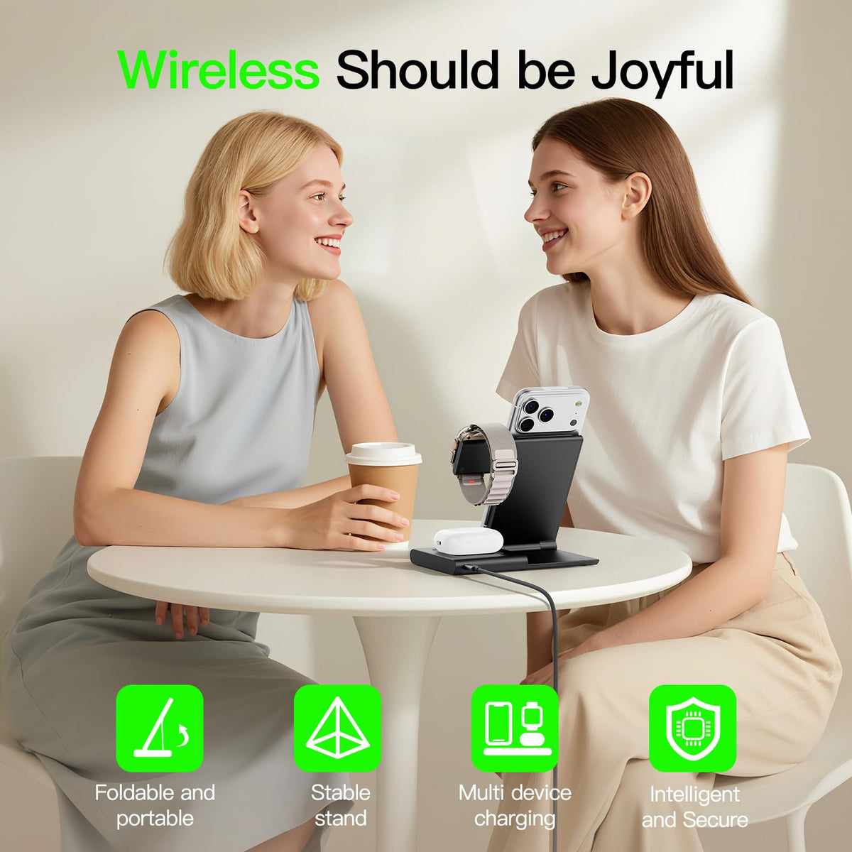 New Travel Portable Wireless Charger: for Apple Charging Station 3 in 1 Charger Stand Multiple Devices for Apple - iPhone 17 16 15 14 Pro Max 13 12 11 - Watch 2-11 SE Ultra Series - Airpods 4 3 2 Pro
