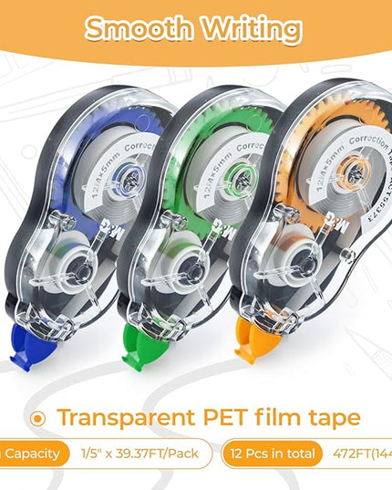 M&G 39.3 Feet Correction Tape, 12 Pack Correction Tape, Easy to Use Applicator for Instant Corrections,Office Products, Total 472FT/144M