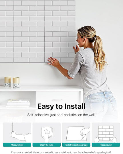 Soundsbay Acoustic Panels Self Adhesive, 12 Pack High Density Sound Proof Foam Panels for Walls, 12" X 12" X 0.4" Soundproof Wall Panels, Brick Acoustic Wall Panels for Home, Ceiling White