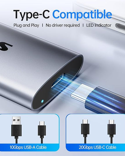 SSK Portable SSD 500GB, up to 2000MB/s External Solid State Drives, USB 3.2 Gen2X2 NVMe SSD External Hard Drive, Ultra Low Power Consumption for iPhone 15/ MacBook/Pro/OTG Phone/Laptops, SD600