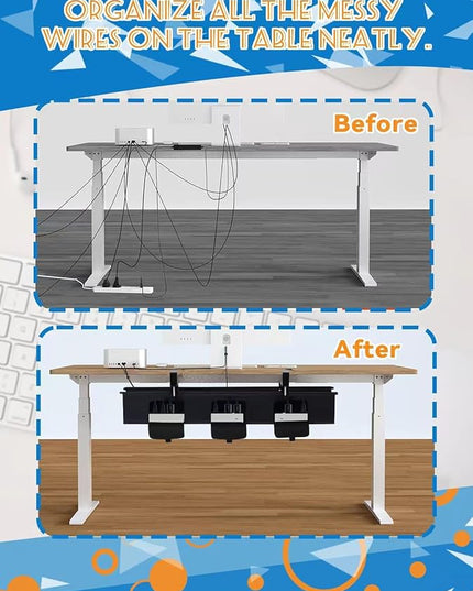 No Drill Under Desk Cable Management Tray - 36" Under Desk Cord Organizer,Clamp/Screw Mount Cable Management, Premium Fabric Cord Hider for Wire Organizer for Office, Home