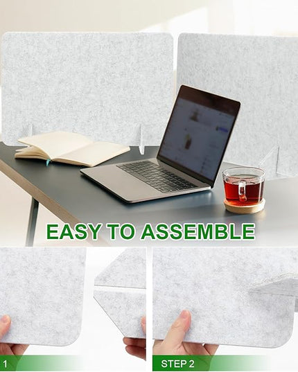 PATIKIL Desk Dividers 24" x 24", 4 Pack Desk Privacy Panel Freestanding Noise Reducing Partition Acoustic Panel with 2Pcs Support Feet for Testing Office Home Library, Light Gray Style A