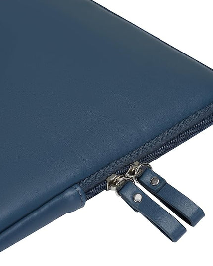 MOSISO Laptop Sleeve Bag 13 inch Compatible with MacBook Air 13.6 inch 2025-2022 M4 M3 M2/Air 13 inch 2022-2018 M1/Pro 13 2025-2016 M2 M1, PU Leather Padded Bag Waterproof Case, Peacock Blue