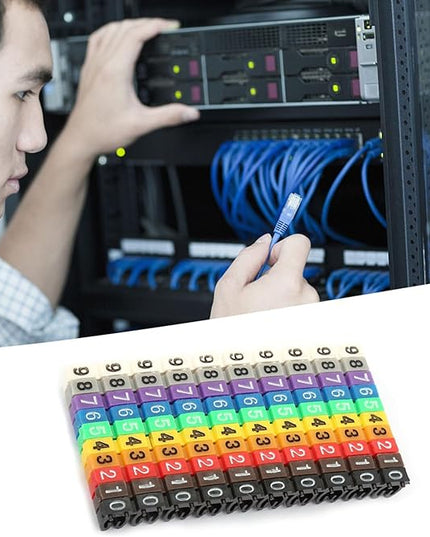 Clip-on String Wire Marking Boxed Plastic Digital Number Wire Label Tube Set Colorful Cable Marker (100PCS -2.5MM)