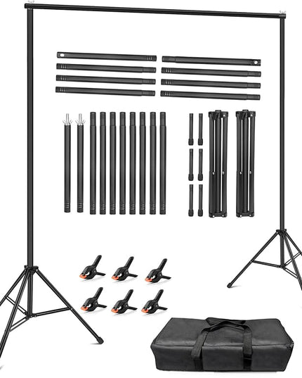 Hemmotop Backdrop Stand 10x8ft (WxH), Photography Background Stand for Parties, Adjustable Photo Backdrop Stands Kit for Wedding, Photo Booth, Party, Decoration, Balloon, Projector Screen