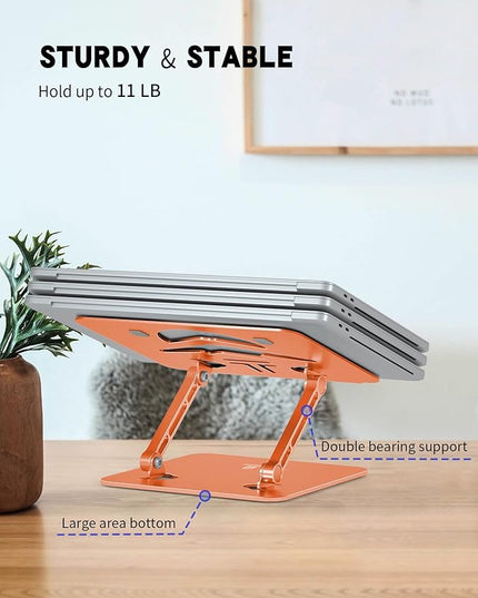 Laptop Stand, Ergonomic Adjustable Computer Stand for Collaborative Work, Foldable and Portable Heat Sink Computer Stands, Fits up to 15.6-inch Laptops (Orange)