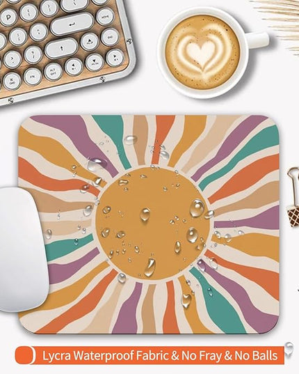 Square Mouse Pad Retro Sun,Personalized Premium-Textured Custom Mouse Mat Design,Washable Mousepad Cloth,Non-Slip Rubber Base Computer Mouse Pads for Wireless Mouse