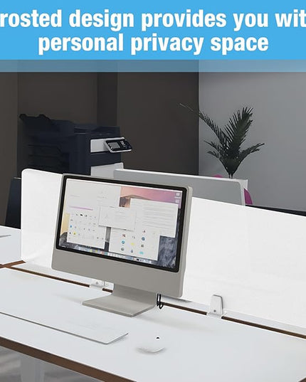 Desk Divider 4 Pcs Desk Privacy Panel 47.2''L x 15.8W'' Office Partitions Frosted Acrylic Panel Pack of 4 Desk Divider Partition with Adjustable Universal Base