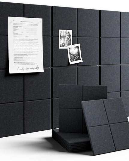 Fluxynara Large Felt Bulletin Board 36" x 24"Cork Board Alternative-6 Pack with 40 Safe Removable Adhesive Tabs, Cork Boards for Walls Cork Board for Home Office Classroom Pin Board-Deep Charcoal Blue