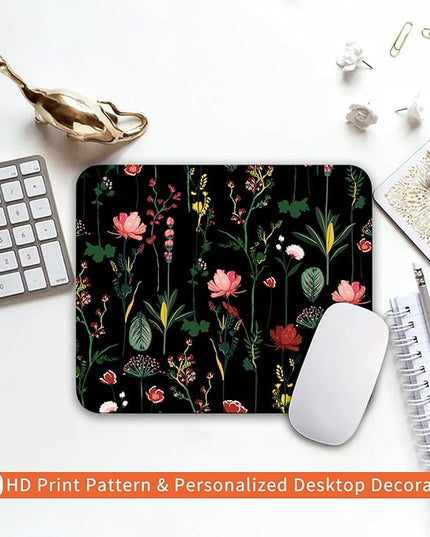Square Mouse Pad Blooming Botanical Flowers,Personalized Premium-Textured Custom Mouse Mat Design,Washable Mousepad Cloth,Non-Slip Rubber Base Computer Mouse Pads for Wireless Mouse