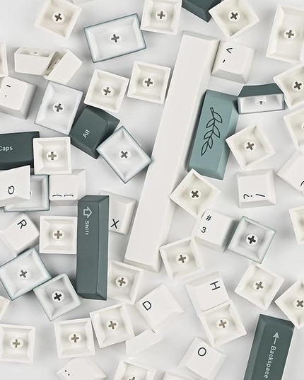 61-Key PBT Cherry Profile Keycaps 60 Percent Dye-sub with 6.25U Space Bar for Cherry MX Switch for 60% Mechanical Gaming Keyboard, Only Keycaps (72-Key Botanical)