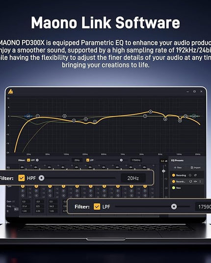 MAONO USB XLR Dynamic Microphone for Podcast: PC Computer Gaming Mic with 192kHz/24bit for Studio Recording Streaming Content Creation PD300XT
