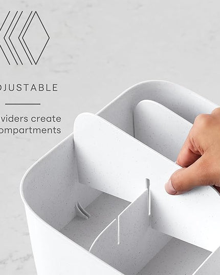 YouCopia ShelfBin Adjustable Snack Bin, BPA-Free Divided Storage Basket for Kitchen Pantry Organization, One Size, Speckled White