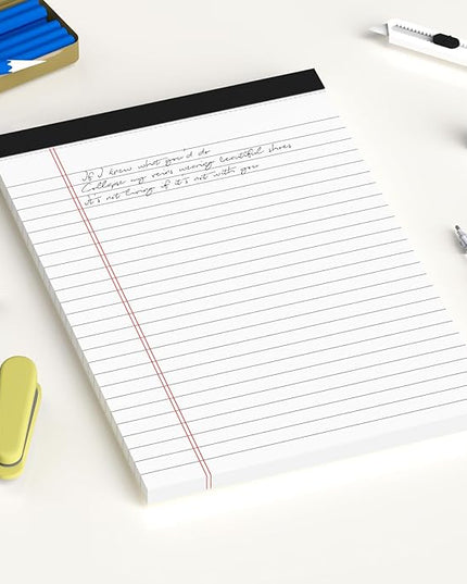 AILZFEI 12pcs Small Note Pad 5x8 College Ruled White Legal Pads Paper Notepads 12 Pack Study Back Writing Pads 5 x 8 Legal Pads Perforated Narrow Ruled Pads of Paper White