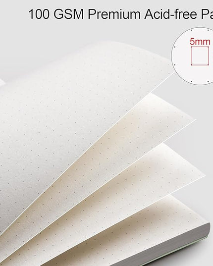 AHGXG Bullet Dotted Journal - Dot Grid Spiral Notebook A5, 160 Pages, 100 GSM Thick Paper, Waterproof Plastic Cover Journals for Bullet Journaling, Sketching, 5.7" x 8.3", Sage Green
