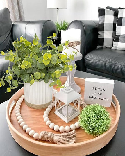 Coferset Small Fake Eucalyptus Potted Plants 9.5" Indoor Fake Plants Small Artificial Eucalyptus with Ceramic Pot-Realistic Greenery for Shelf Office Desk Home Bathroom Table Decor
