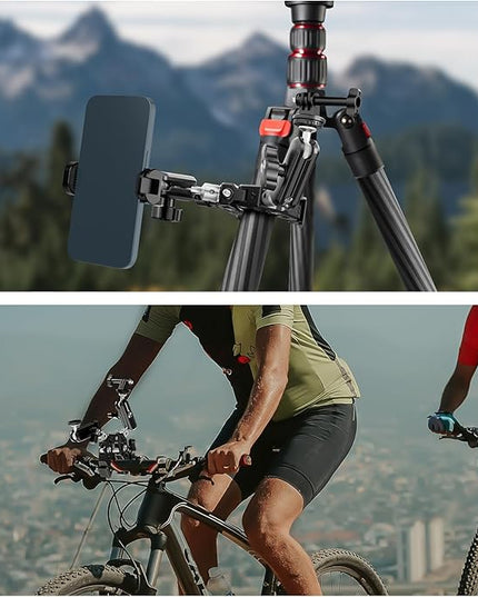 NEEWER Heavy Duty Super Clamp with Two 360° Dual Ball Head Magic Arms, 1/4" 3/8" Screw Threads, Phone & Action Camera Mount Adapter for Flat/Round Surface Compatible with GoPro DJI Insta360 DSLR