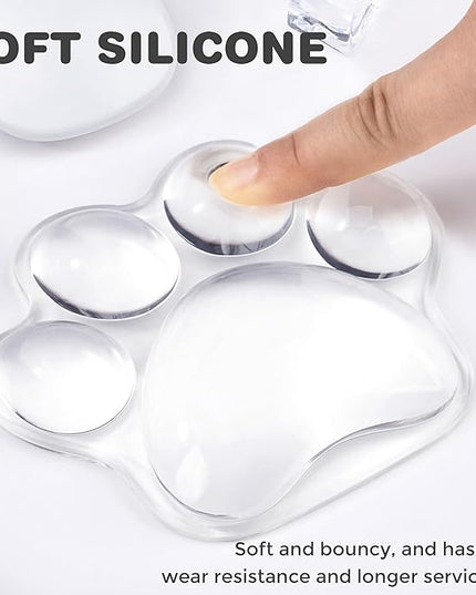 Cat Paw Mouse Wrist Rest-White Clear Silicone Palm Rest Support Pad-Ergonomic and Soft Transparent Wrist Pain Relief for Office Home Desk Computer