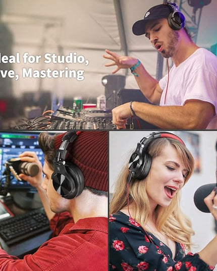 OneOdio A71 Hi-Res Studio Recording Headphones - Wired Over Ear Headphones with SharePort, Monitoring Mixing Foldable Headset with Stereo Sound, 3.5/6.35MM Jack for PC Computer DJ Guitar-Red