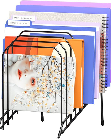 Incline Metal Desk Magazine Folder Holder, Sorter Desk File Organizer with 8-Section Vertical Compartments Rack File Organizer for Office, Home, School